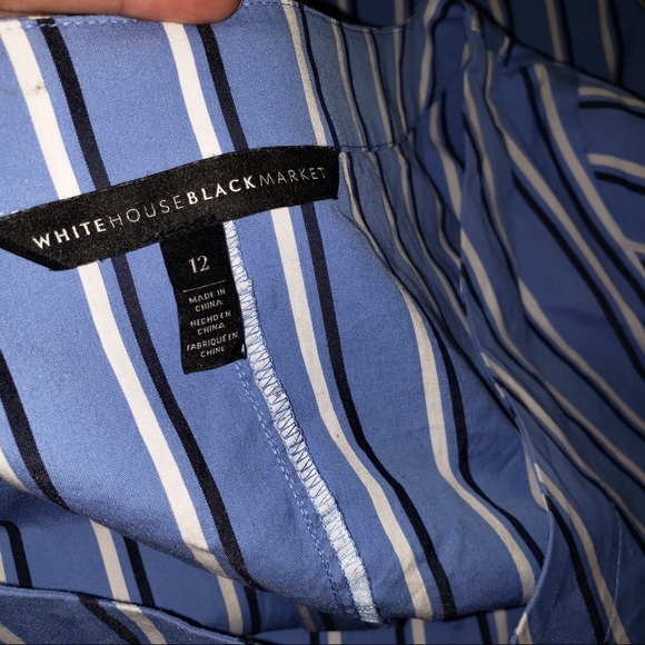 🧩White House Black Market Blue Striped V-Neck Top - Picture 4 of 7